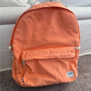 Orange cream canvas Typo backpack book bag soft cotton light weight travel